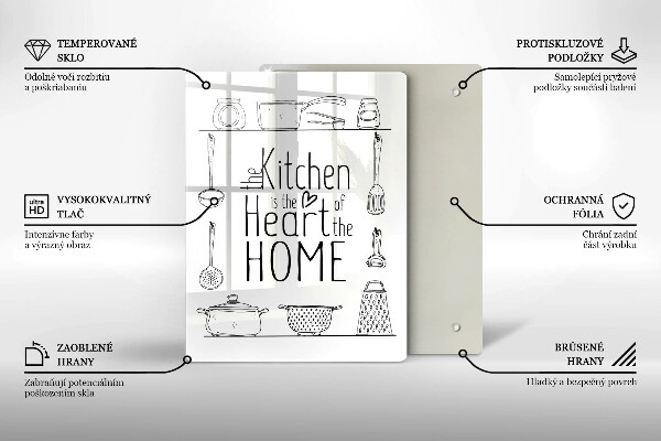 Tábua de corte de vidro Inscrição, frase