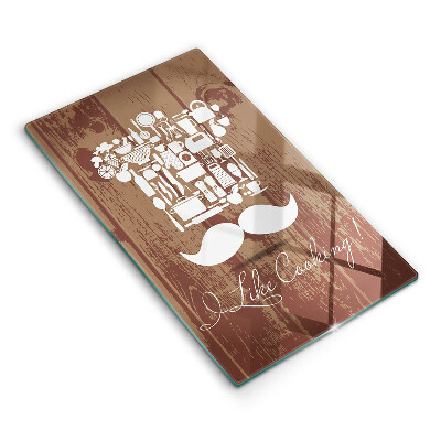 Tábua de cortar de vidro A inscrição eu gosto de cozinhar