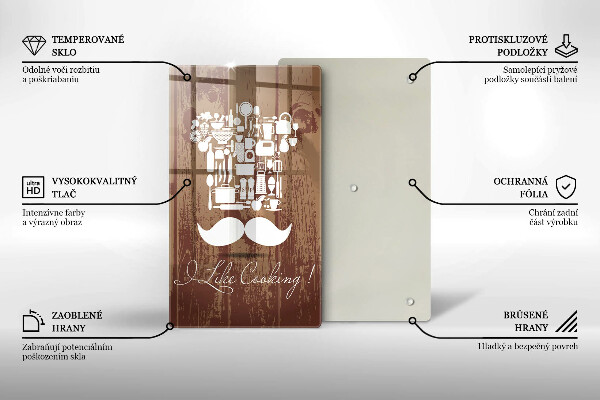 Tábua de cortar de vidro A inscrição eu gosto de cozinhar