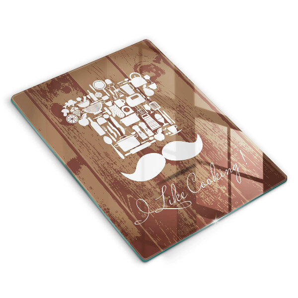 Tábua de cortar de vidro A inscrição eu gosto de cozinhar