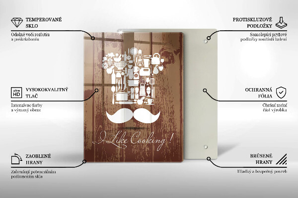 Tábua de cortar de vidro A inscrição eu gosto de cozinhar