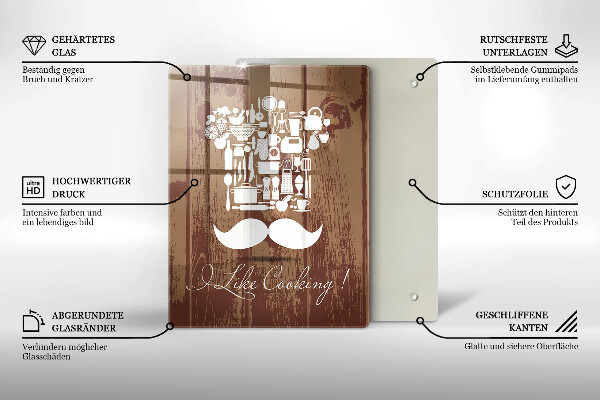 Tábua de cortar de vidro A inscrição eu gosto de cozinhar