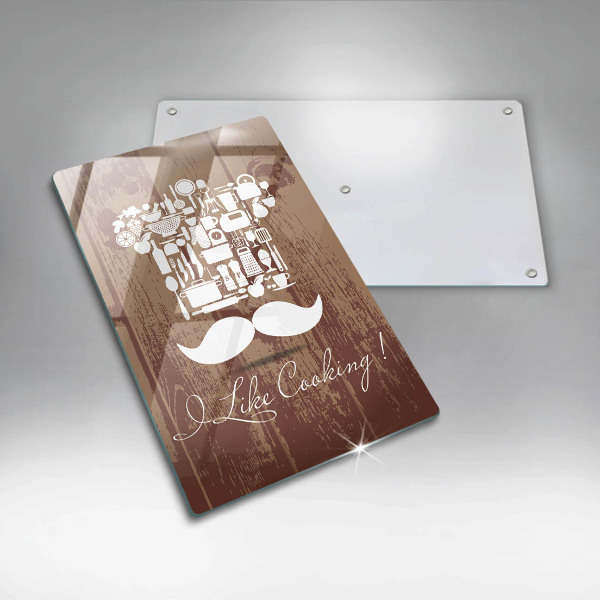 Tábua de cortar de vidro A inscrição eu gosto de cozinhar