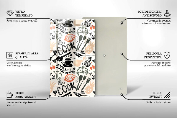 Tábua de cortar Motivo de cozinha de desenho animado