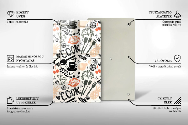 Tábua de cortar Motivo de cozinha de desenho animado