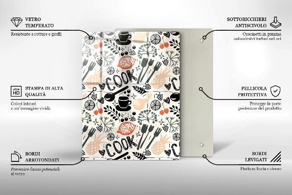 Tábua de cortar Motivo de cozinha de desenho animado