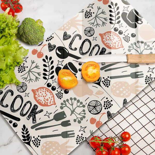 Tábua de cortar Motivo de cozinha de desenho animado