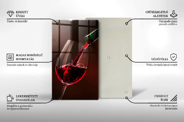 Tábua de vidro Um copo de vinho