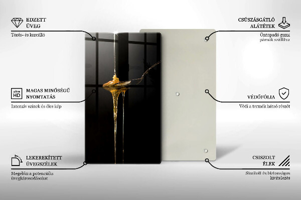 Tábua de cortar de vidro Uma colher de chá de mel