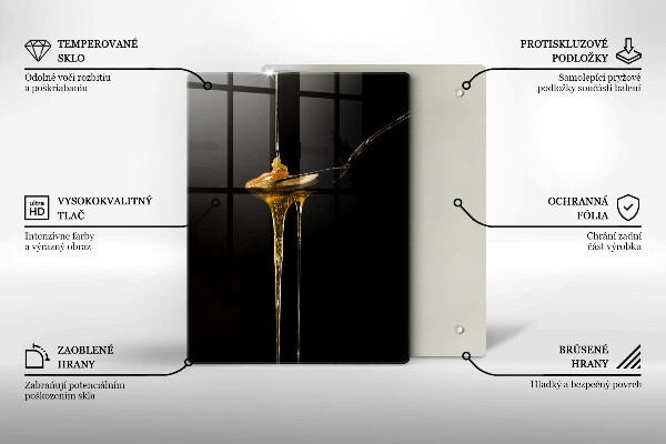 Tábua de cortar de vidro Uma colher de chá de mel