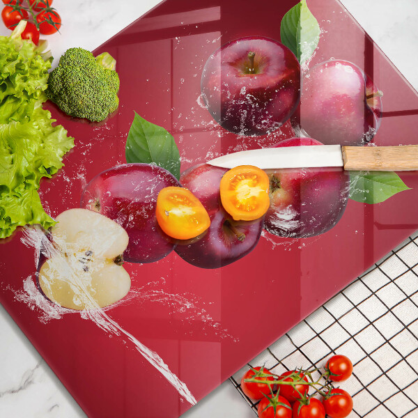 Tábua de cortar alimentos Maçãs suculentas na água