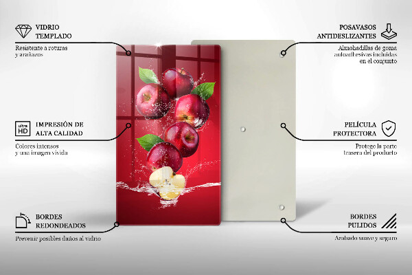 Tábua de cortar alimentos Maçãs suculentas na água