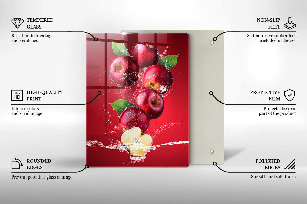 Tábua de cortar alimentos Maçãs suculentas na água