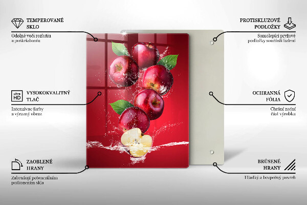 Tábua de cortar alimentos Maçãs suculentas na água