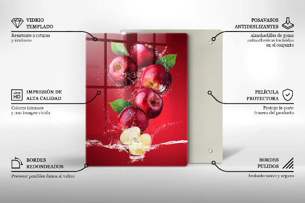Tábua de cortar alimentos Maçãs suculentas na água