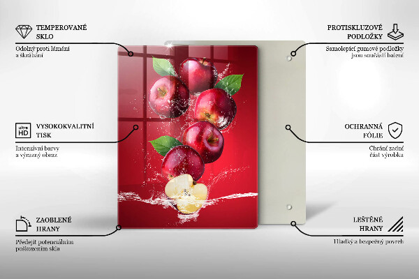 Tábua de cortar alimentos Maçãs suculentas na água