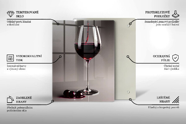 Tábua para corte Um copo e uvas