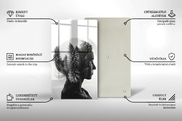 Tábua de cortar de vidro Mulher e a Floresta