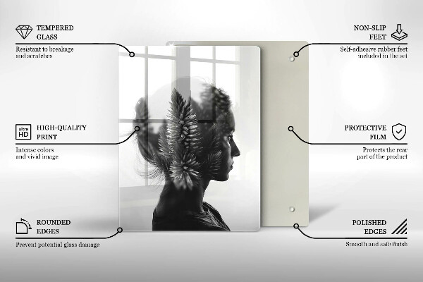 Tábua de cortar de vidro Mulher e a Floresta