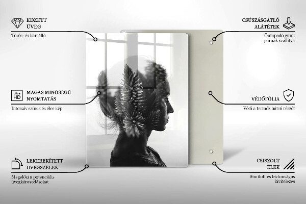 Tábua de cortar de vidro Mulher e a Floresta