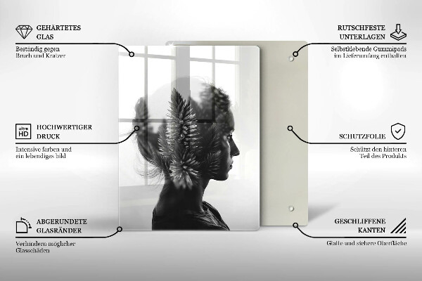 Tábua de cortar de vidro Mulher e a Floresta