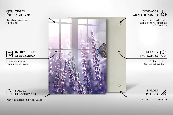 Tábua para cozinha Flores silvestres e uma borboleta