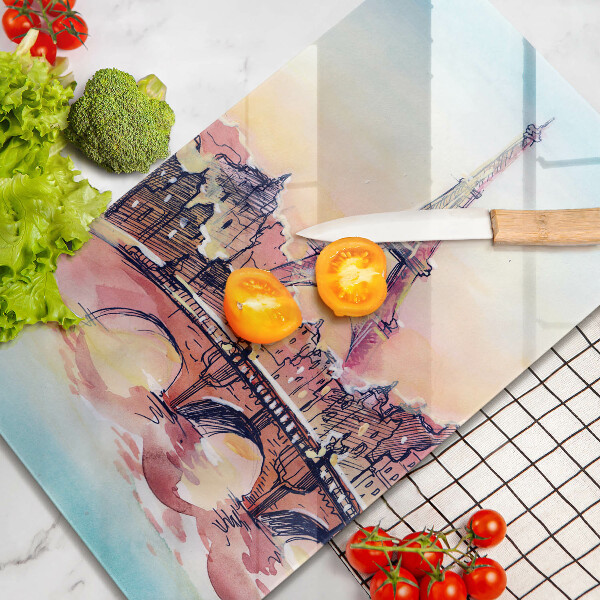 Tábua de cortar alimentos Paisagem parisiense Torre Eiffel
