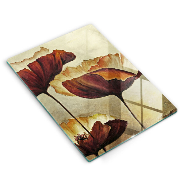 Tábua de vidro Flores boho pintadas