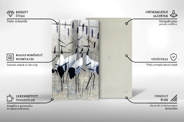 Tábua de cortar de vidro guindastes japoneses
