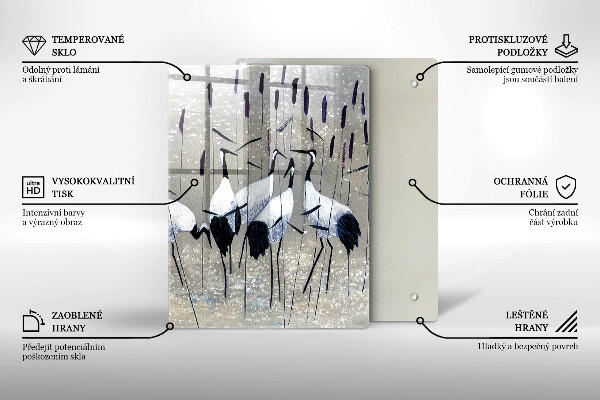 Tábua de cortar de vidro guindastes japoneses