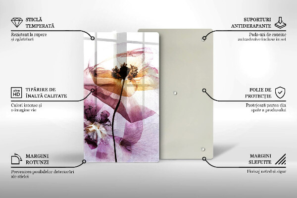 Tábua de vidro Flores delicadas