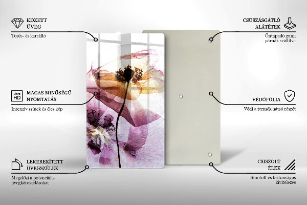 Tábua de vidro Flores delicadas