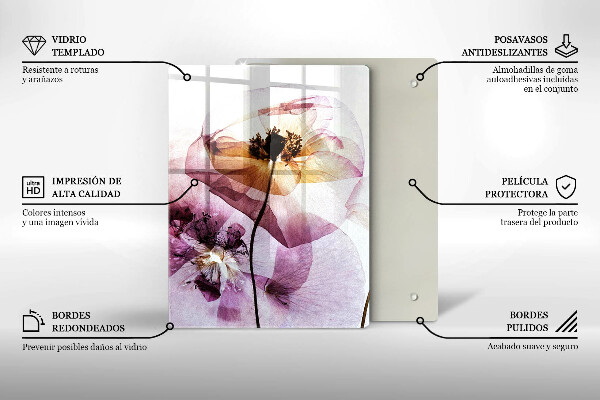 Tábua de vidro Flores delicadas