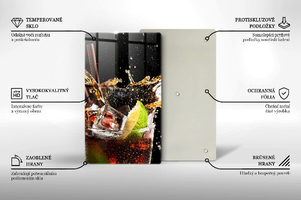 Tábua de corte de vidro Beber com gelo