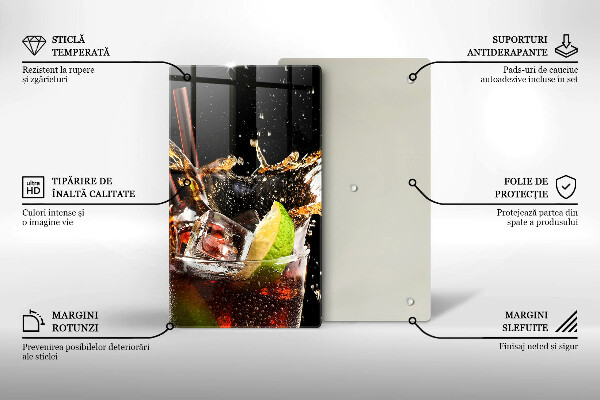 Tábua de corte de vidro Beber com gelo