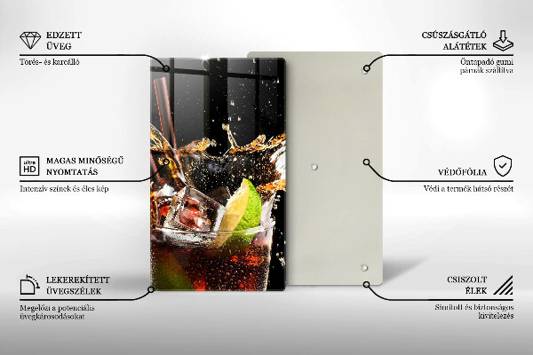 Tábua de corte de vidro Beber com gelo