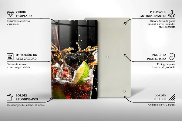 Tábua de corte de vidro Beber com gelo