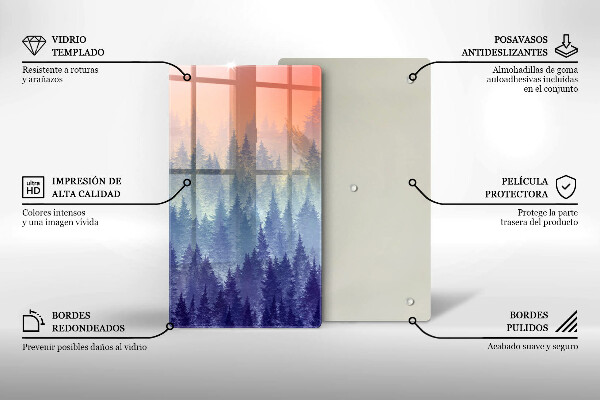 Tábua de cortar alimentos Floresta ao pôr do sol