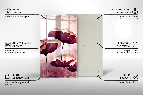 Tábua de cortar de vidro Pintura de flores