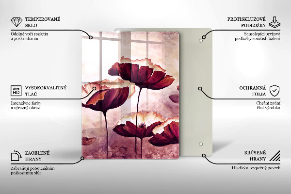 Tábua de cortar de vidro Pintura de flores