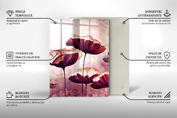 Tábua de cortar de vidro Pintura de flores