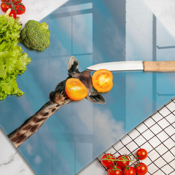 Tábua de corte de vidro Girafa e o céu