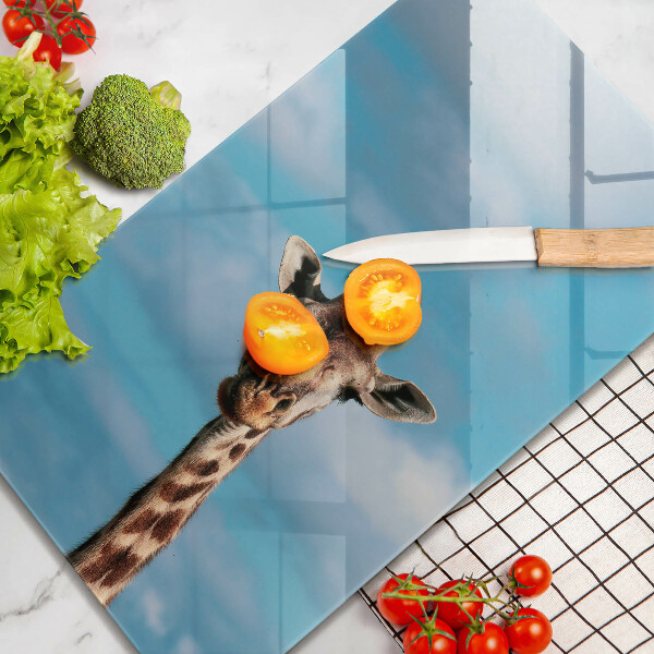 Tábua de corte de vidro Girafa e o céu