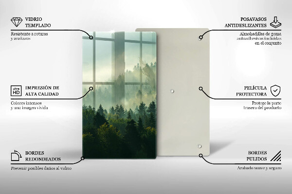 Tábua de cortar Vista da paisagem da floresta