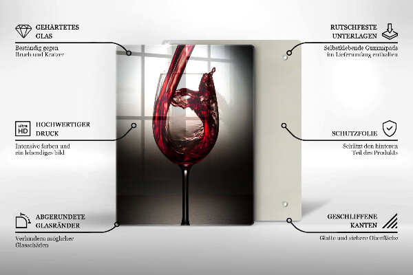 Tábua corte Um copo e vinho tinto