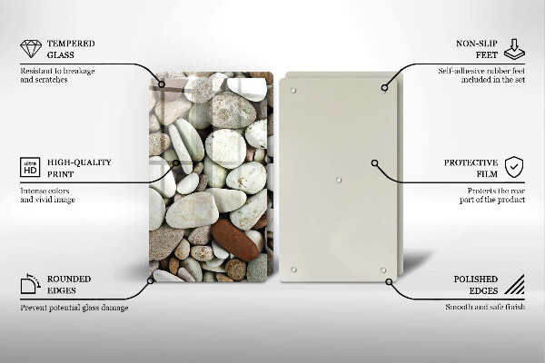 Tábua de corte de vidro Fundo de pequenas pedras