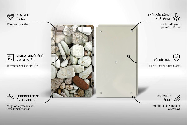 Tábua de corte de vidro Fundo de pequenas pedras