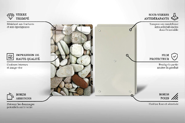 Tábua de corte de vidro Fundo de pequenas pedras