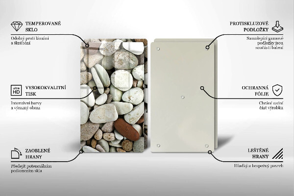 Tábua de corte de vidro Fundo de pequenas pedras