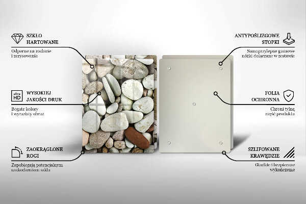 Tábua de corte de vidro Fundo de pequenas pedras